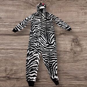 Nick & Nora Zebra Pajamas Adult Small One-Piece Footed Sleepwear Stripe (952)